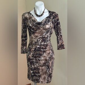 SHELLI SEGAL Los Angeles Sexy, Brown, Snake Print, Bodycon Dress Sz. 4